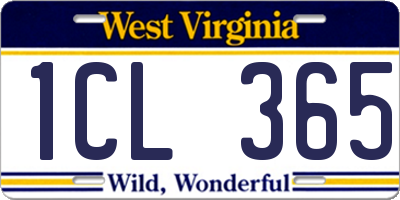 WV license plate 1CL365