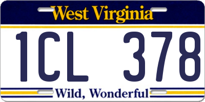 WV license plate 1CL378