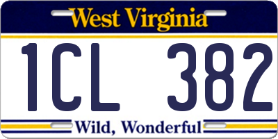 WV license plate 1CL382