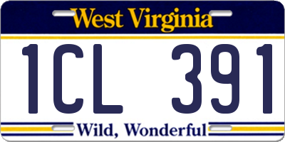WV license plate 1CL391