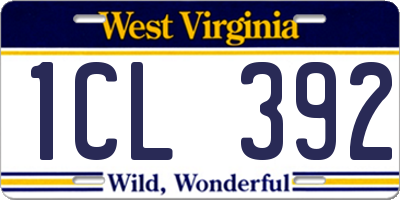 WV license plate 1CL392