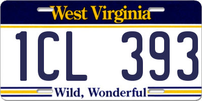 WV license plate 1CL393