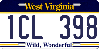 WV license plate 1CL398