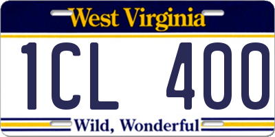 WV license plate 1CL400