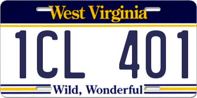 WV license plate 1CL401