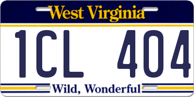 WV license plate 1CL404