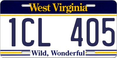WV license plate 1CL405