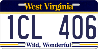 WV license plate 1CL406