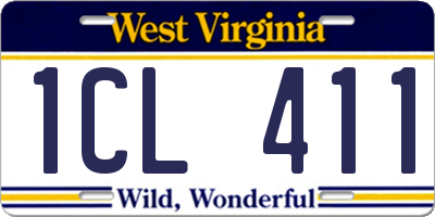 WV license plate 1CL411