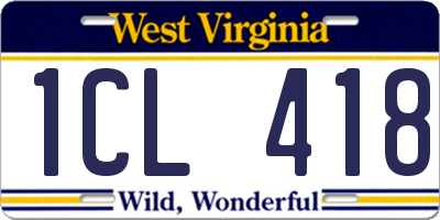 WV license plate 1CL418