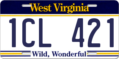 WV license plate 1CL421