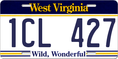 WV license plate 1CL427
