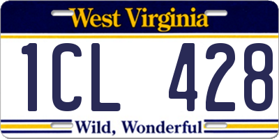 WV license plate 1CL428