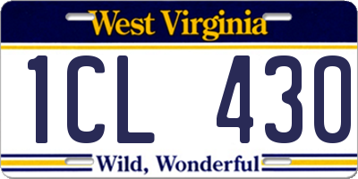 WV license plate 1CL430