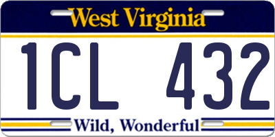 WV license plate 1CL432