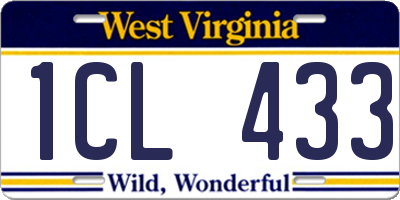 WV license plate 1CL433