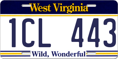 WV license plate 1CL443