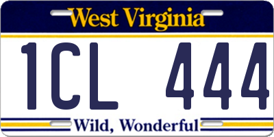 WV license plate 1CL444