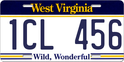 WV license plate 1CL456