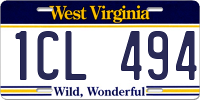 WV license plate 1CL494