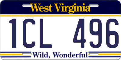 WV license plate 1CL496