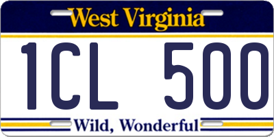 WV license plate 1CL500