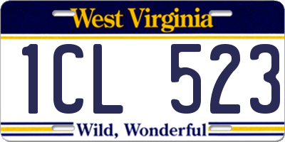 WV license plate 1CL523