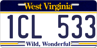 WV license plate 1CL533