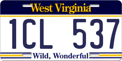 WV license plate 1CL537