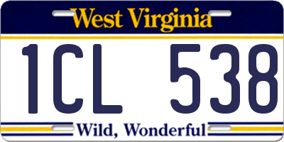 WV license plate 1CL538