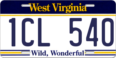 WV license plate 1CL540