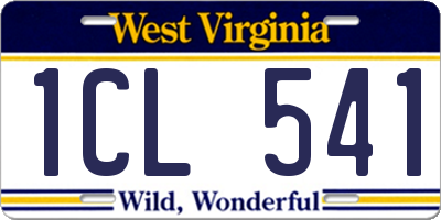 WV license plate 1CL541