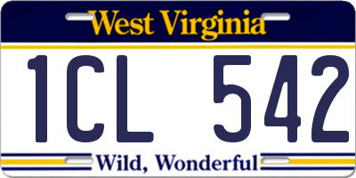 WV license plate 1CL542