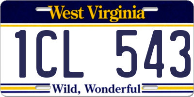 WV license plate 1CL543