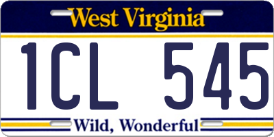 WV license plate 1CL545