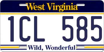 WV license plate 1CL585