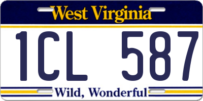 WV license plate 1CL587
