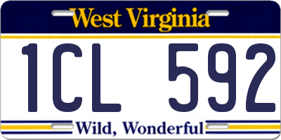 WV license plate 1CL592
