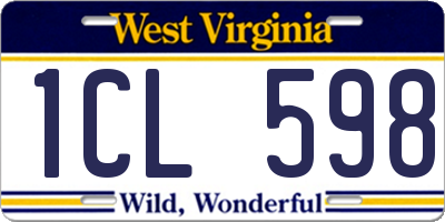 WV license plate 1CL598