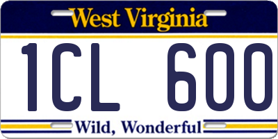 WV license plate 1CL600