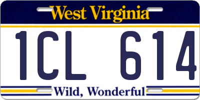 WV license plate 1CL614