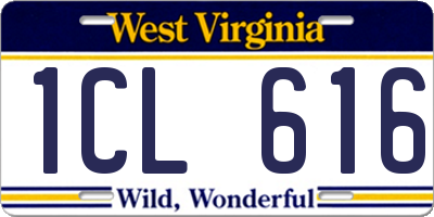 WV license plate 1CL616