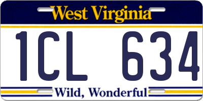 WV license plate 1CL634