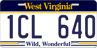 WV license plate 1CL640
