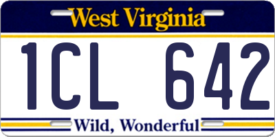 WV license plate 1CL642