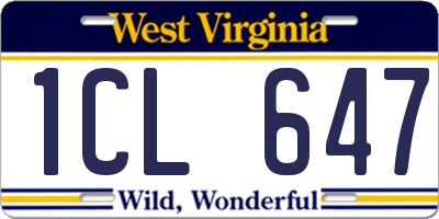 WV license plate 1CL647