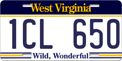 WV license plate 1CL650