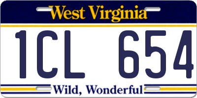 WV license plate 1CL654