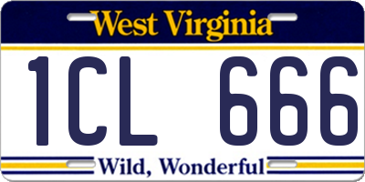 WV license plate 1CL666