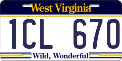 WV license plate 1CL670